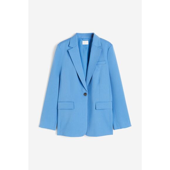 H&M Womens Single Breasted Twill Blazer Jacket Sky Blue Size XS NEW - Picture 1 of 6